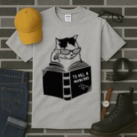 Cat Reading To Kill A Mockingbird Funny Tall T-Shirt
