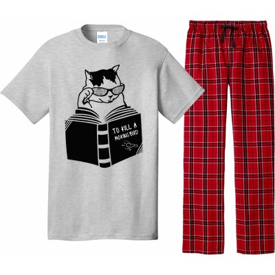 Cat Reading To Kill A Mockingbird Funny Pajama Set