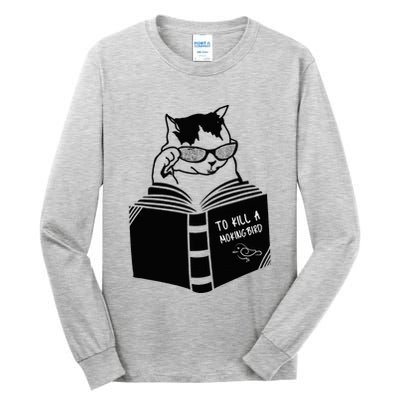Cat Reading To Kill A Mockingbird Funny Tall Long Sleeve T-Shirt