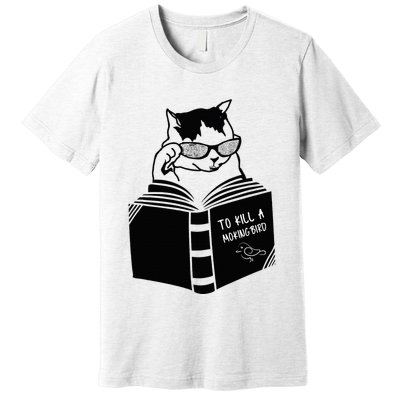 Cat Reading To Kill A Mockingbird Funny Premium T-Shirt