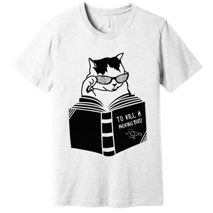 Cat Reading To Kill A Mockingbird Funny Premium T-Shirt