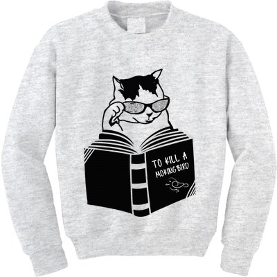 Cat Reading To Kill A Mockingbird Funny Kids Sweatshirt