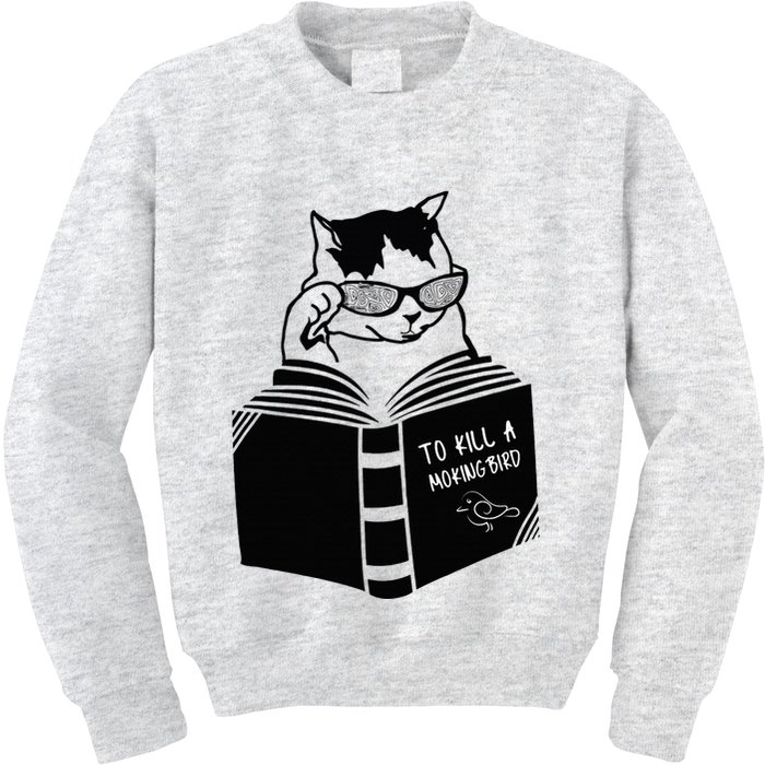 Cat Reading To Kill A Mockingbird Funny Kids Sweatshirt