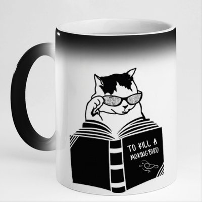 Cat Reading To Kill A Mockingbird Funny 11oz Black Color Changing Mug