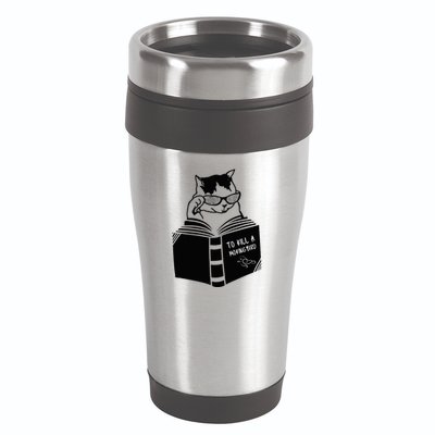 Cat Reading To Kill A Mockingbird Funny 16oz Travel Tumbler