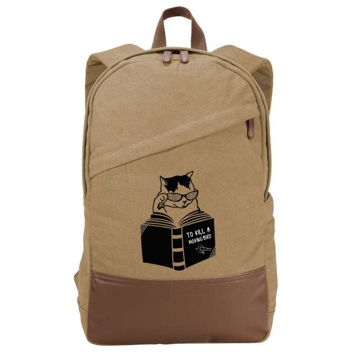 Cat Reading To Kill A Mockingbird Funny Cotton Canvas Backpack