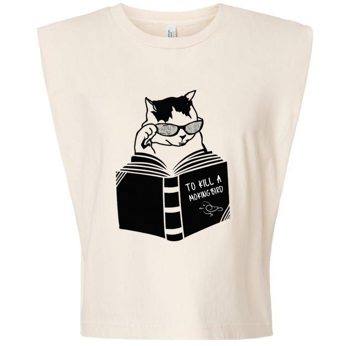 Cat Reading To Kill A Mockingbird Funny Garment-Dyed Women's Muscle Tee