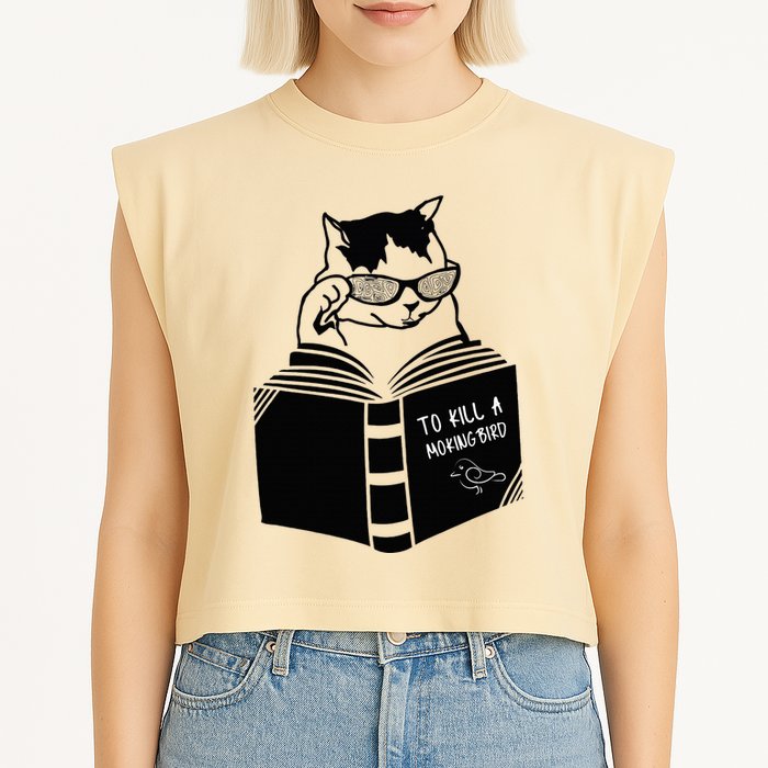 Cat Reading To Kill A Mockingbird Funny Garment-Dyed Women's Muscle Tee