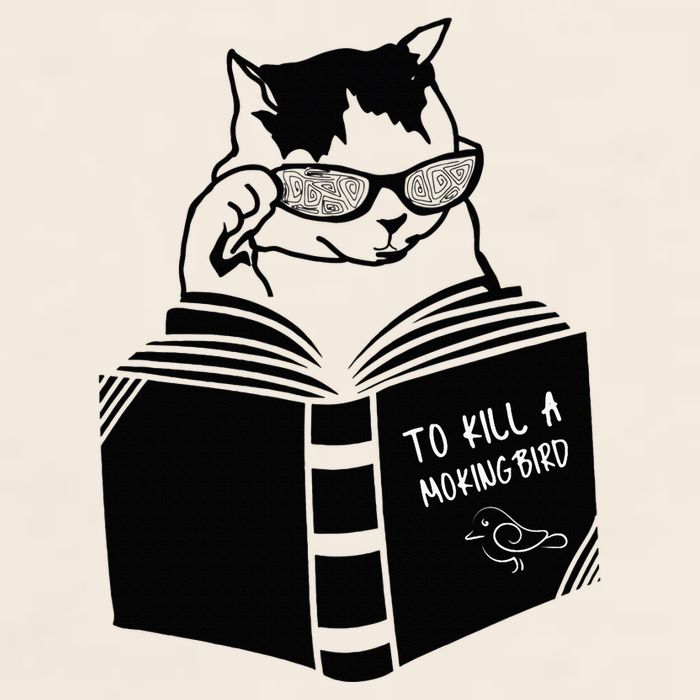 Cat Reading To Kill A Mockingbird Funny Garment-Dyed Women's Muscle Tee