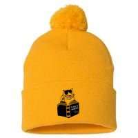 Cat Reading To Kill A Mockingbird Funny Pom Pom 12in Knit Beanie