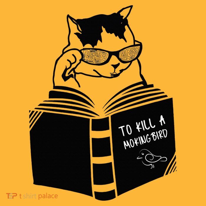 Cat Reading To Kill A Mockingbird Funny Pom Pom 12in Knit Beanie