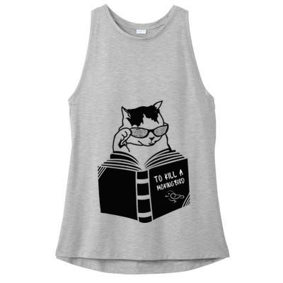Cat Reading To Kill A Mockingbird Funny Ladies PosiCharge Tri-Blend Wicking Tank