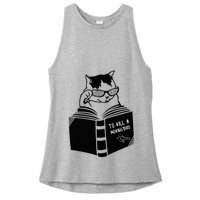 Cat Reading To Kill A Mockingbird Funny Ladies PosiCharge Tri-Blend Wicking Tank