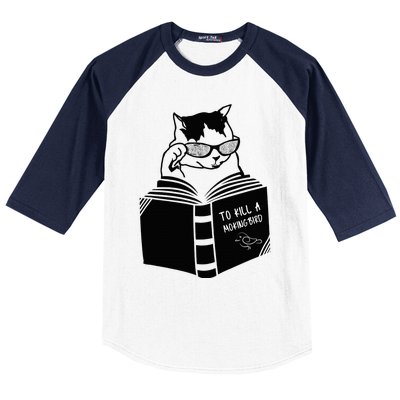 Cat Reading To Kill A Mockingbird Funny Baseball Sleeve Shirt