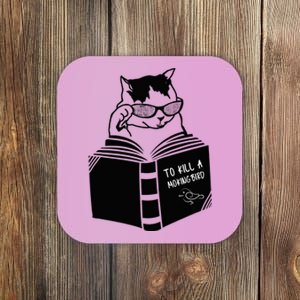 Cat Reading To Kill A Mockingbird Funny Coaster