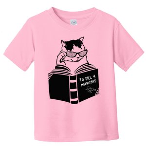 Cat Reading To Kill A Mockingbird Funny Toddler T-Shirt