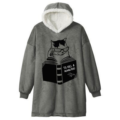 Cat Reading To Kill A Mockingbird Funny Hooded Wearable Blanket