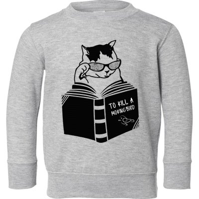 Cat Reading To Kill A Mockingbird Funny Toddler Sweatshirt