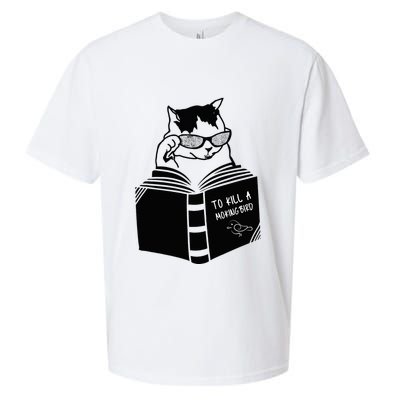 Cat Reading To Kill A Mockingbird Funny Sueded Cloud Jersey T-Shirt