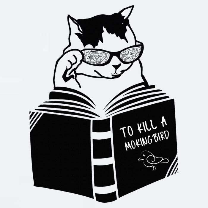 Cat Reading To Kill A Mockingbird Funny Sueded Cloud Jersey T-Shirt