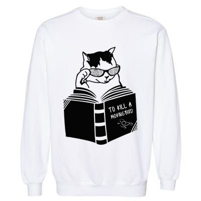 Cat Reading To Kill A Mockingbird Funny Garment-Dyed Sweatshirt