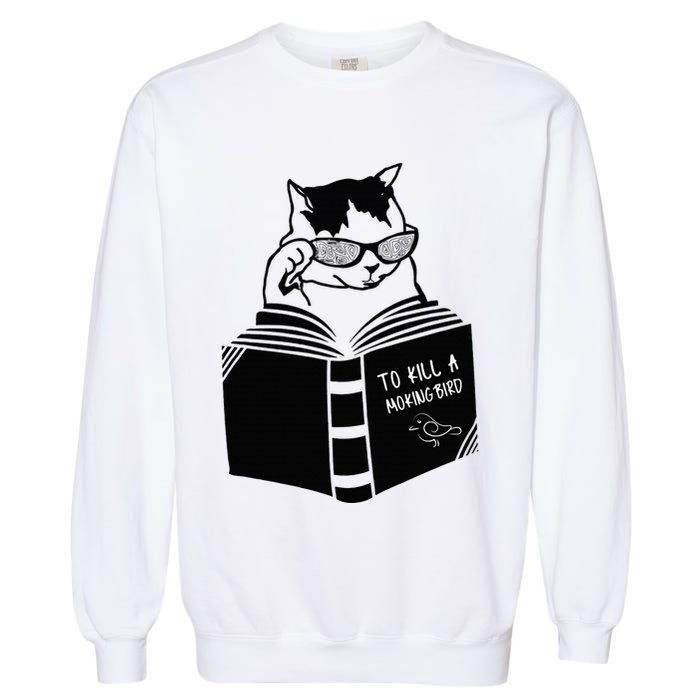 Cat Reading To Kill A Mockingbird Funny Garment-Dyed Sweatshirt