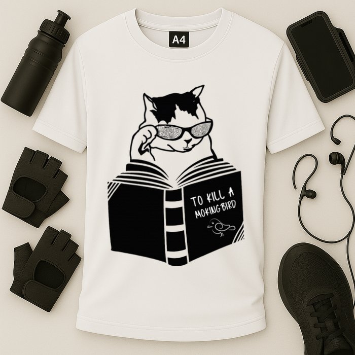Cat Reading To Kill A Mockingbird Funny Performance Shirt