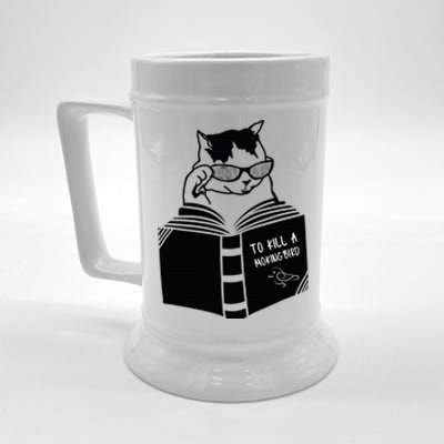 Cat Reading To Kill A Mockingbird Funny Beer Stein