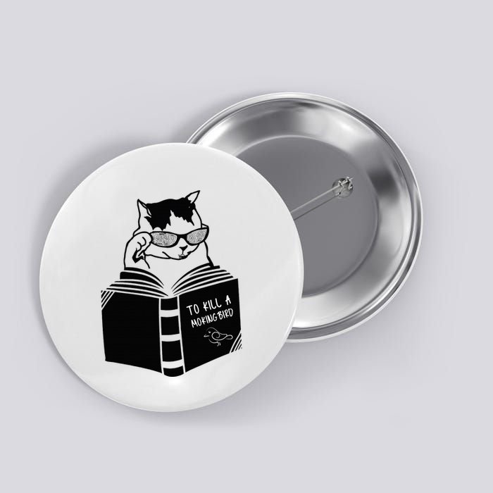 Cat Reading To Kill A Mockingbird Funny Button