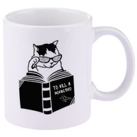 Cat Reading To Kill A Mockingbird Funny 11oz C Handle Ceramic Mug