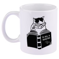Cat Reading To Kill A Mockingbird Funny 11oz C Handle Ceramic Mug