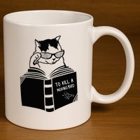Cat Reading To Kill A Mockingbird Funny 11oz C Handle Ceramic Mug