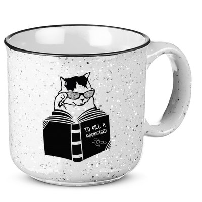 Cat Reading To Kill A Mockingbird Funny 15oz Campfire Ceramic Mug