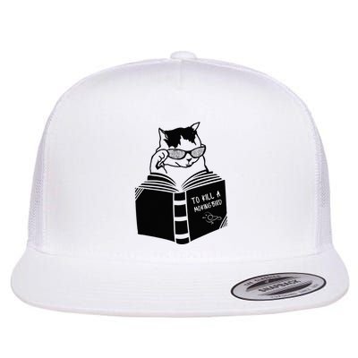 Cat Reading To Kill A Mockingbird Funny Flat Bill Trucker Hat