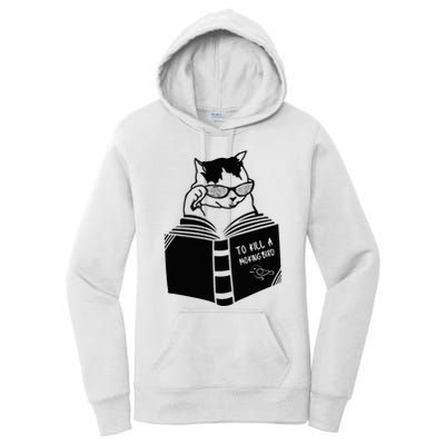 Cat Reading To Kill A Mockingbird Funny Women's Pullover Hoodie