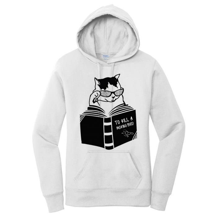 Cat Reading To Kill A Mockingbird Funny Women's Pullover Hoodie