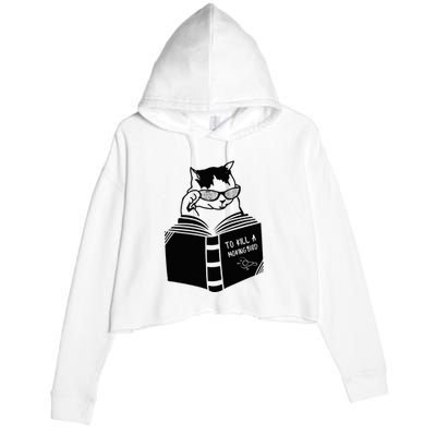 Cat Reading To Kill A Mockingbird Funny Crop Fleece Hoodie