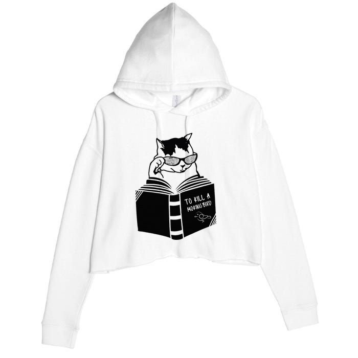 Cat Reading To Kill A Mockingbird Funny Crop Fleece Hoodie
