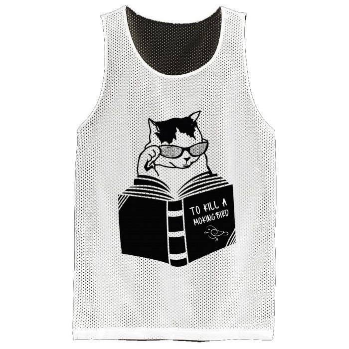 Cat Reading To Kill A Mockingbird Funny Mesh Reversible Basketball Jersey Tank