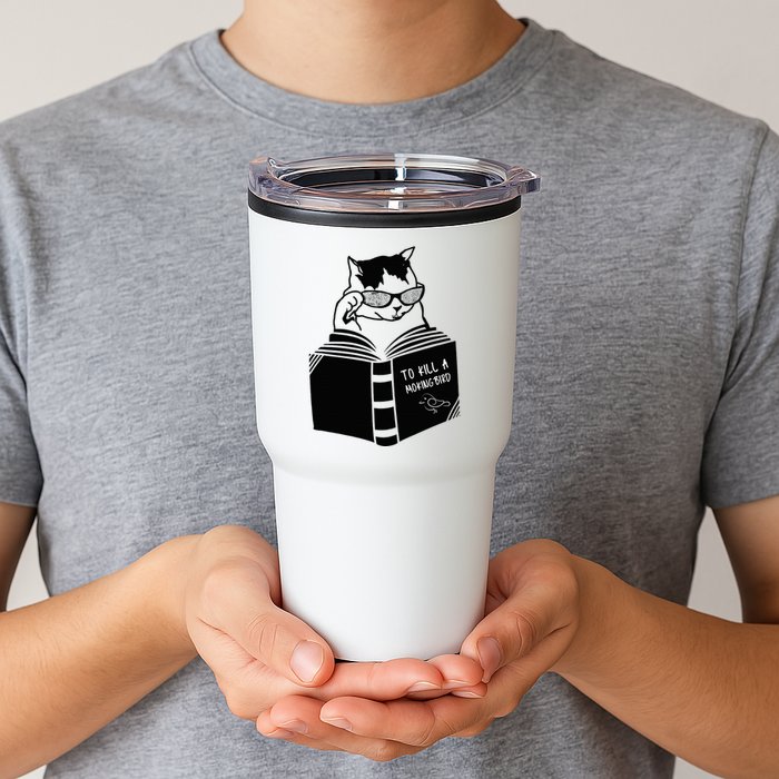 Cat Reading To Kill A Mockingbird Funny Tumbler