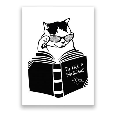 Cat Reading To Kill A Mockingbird Funny Poster