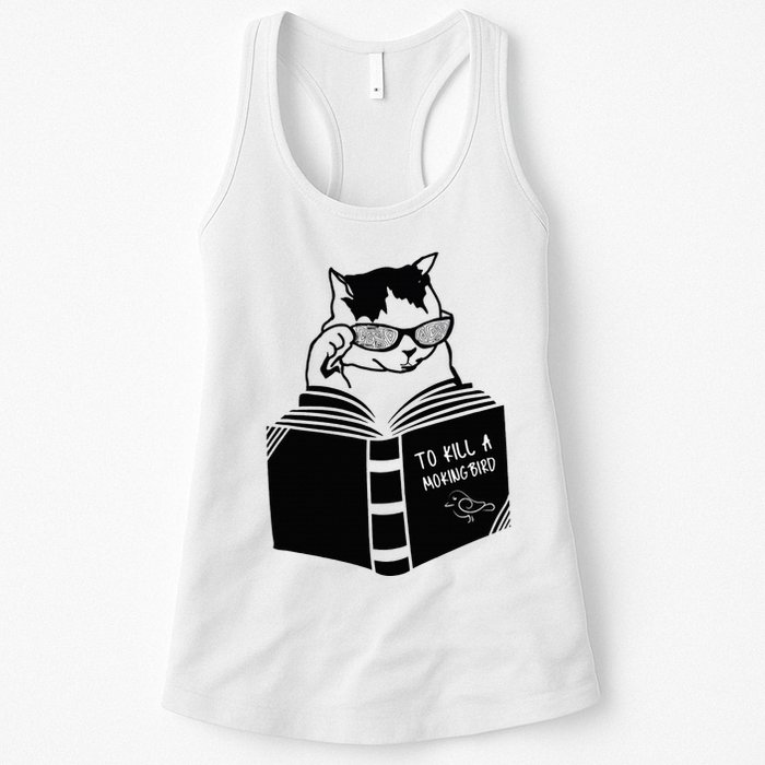 Cat Reading To Kill A Mockingbird Funny Womens Tank Top