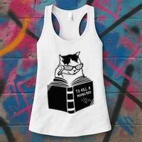 Cat Reading To Kill A Mockingbird Funny Womens Tank Top