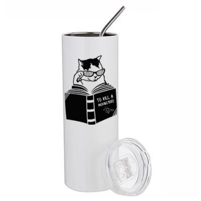 Cat Reading To Kill A Mockingbird Funny Stainless Steel Tumbler