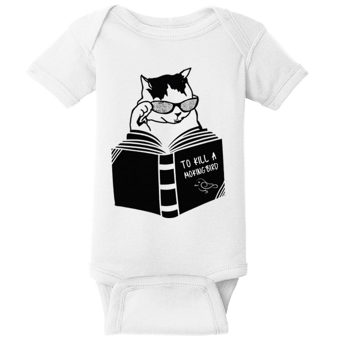 Cat Reading To Kill A Mockingbird Funny Baby Bodysuit