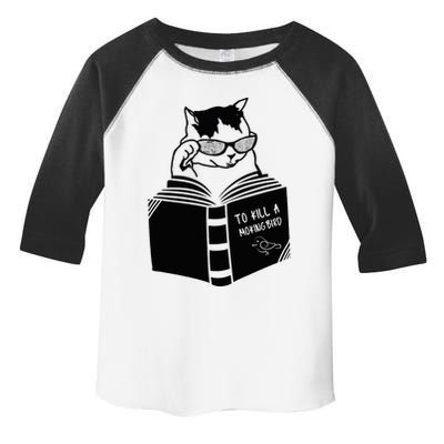 Cat Reading To Kill A Mockingbird Funny Toddler Fine Jersey T-Shirt