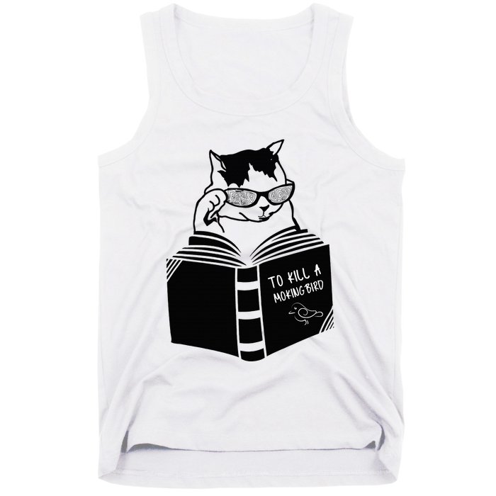 Cat Reading To Kill A Mockingbird Funny Tank Top