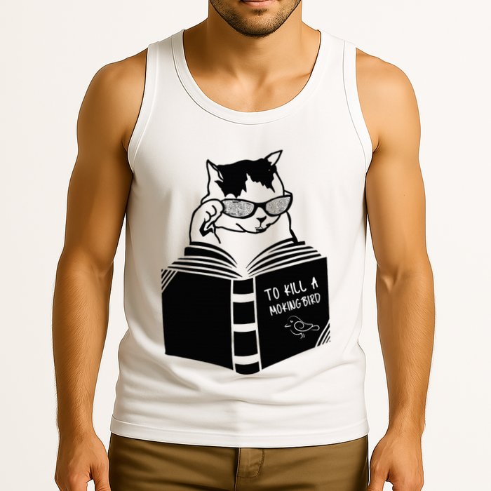 Cat Reading To Kill A Mockingbird Funny Tank Top