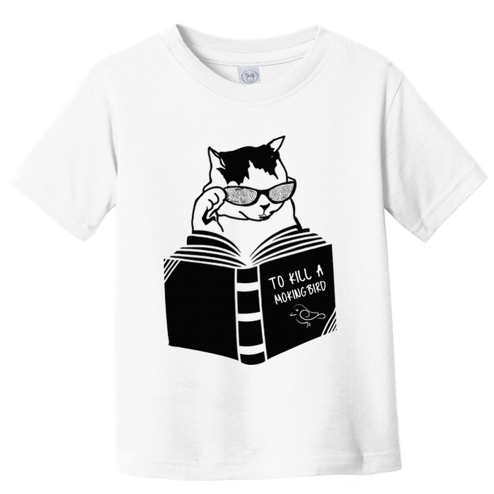 Cat Reading To Kill A Mockingbird Funny Toddler T-Shirt