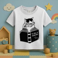 Cat Reading To Kill A Mockingbird Funny Toddler T-Shirt